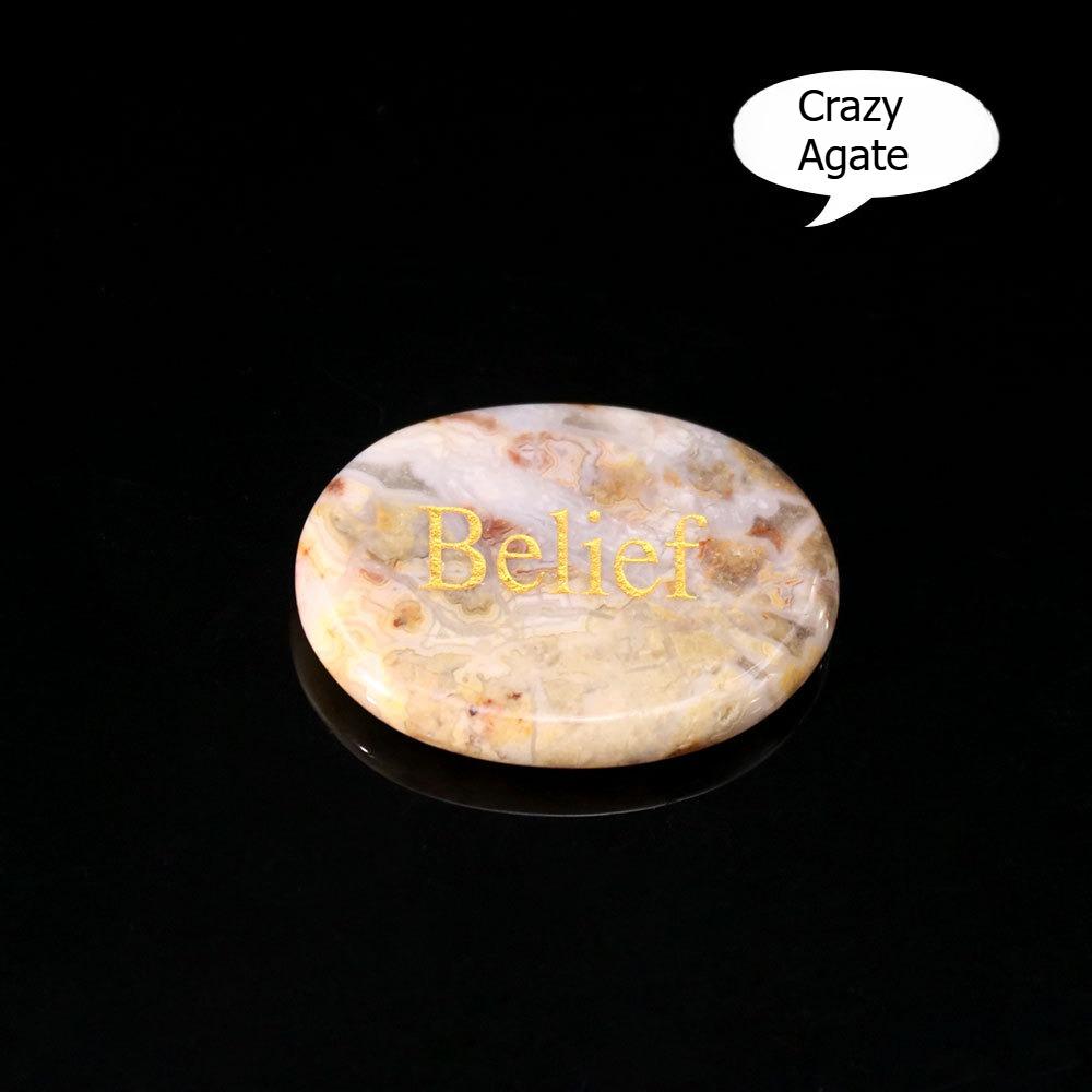 Natural crystal stone, thumb decompression, mixed color, engraving, palm, power stone, oval shape, mixed color crystal piece