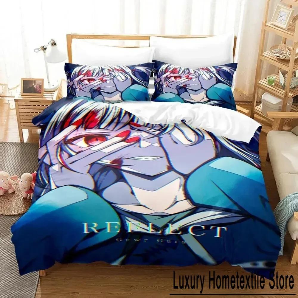 Gawr Gura Reflect Fanart holoMyth Bedding Set Duvet Cover Queen Size Boys Adult Comforter Pillowcase 70x133cm 2pcs