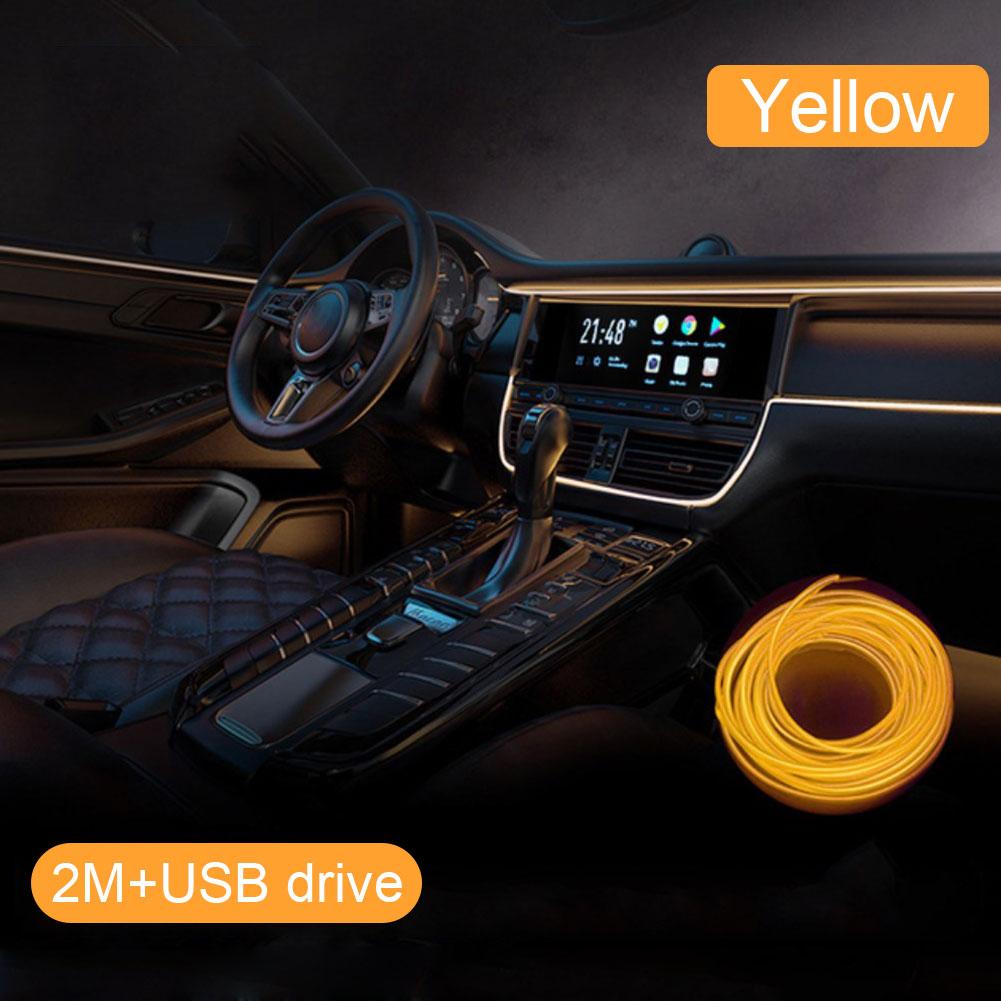LED Car Light Lamp Flexible Auto Interior Decorative Atmosphere Wire Strip Cold LED Light