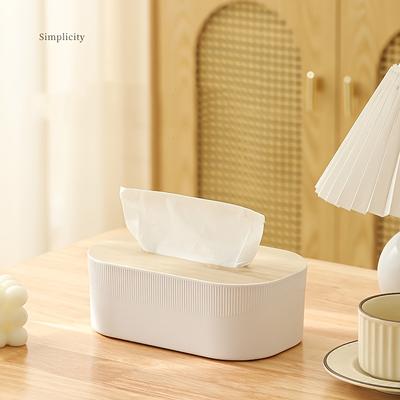 1pc Nordic Simplicity Style Tissue Box with Wooden Cover Home Living Room Desktop Napkin Box Bathroom Toilet  Tissue Box