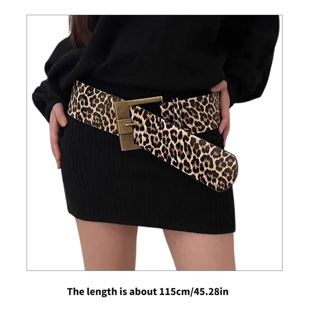 Leopard Print Wide Waist Belt Fashion Adjustable Belt Casual Wear Waist Belt for Men and Women