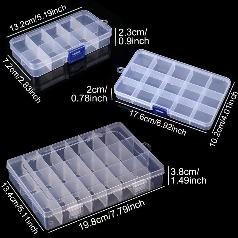 1PC Transparent Plastic Storage Box 10/15/24 Grid Portable Organizer Case Detachable Adjustable Jewelry Storage Nail Art Box ZYF