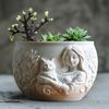 Goddess holding cat relief succulent plant flowerpot resin silicone mold girl and cat relief storage box candle cup gypsum molds