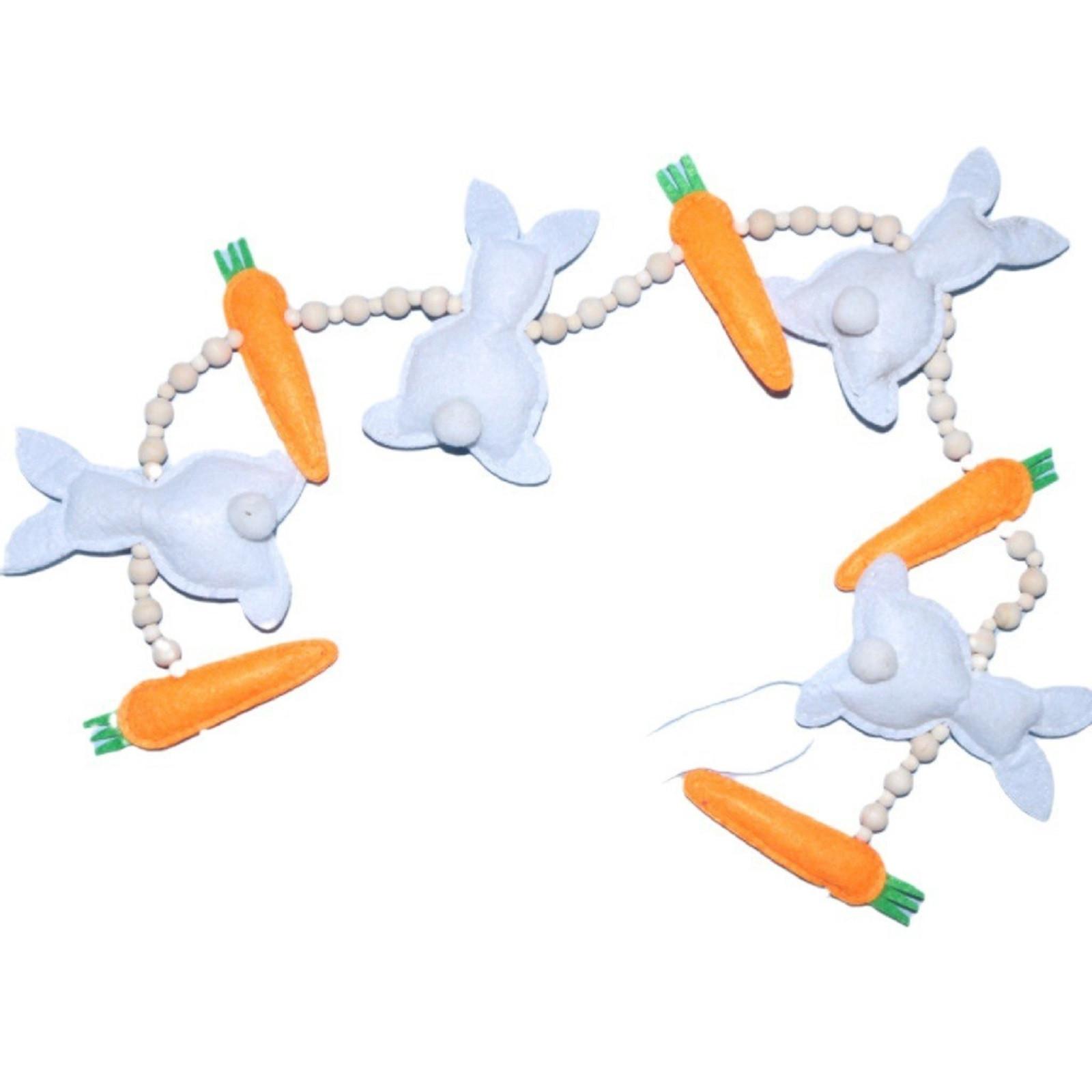 Пасхальный кролик морковный венок подвеска весенняя декоративная гирлянда, 24.80 дюйма, 1 шт. One Size белый