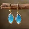 Natural Stone New Bohemian Elongated Stone Horse Eye Pendant Earrings European and American Popular Ins Jewelry Jewelry