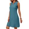 Women's V-Neck Sleeveless Solid-Color Dress