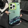 Snow Mountain Landscape Sunset Electroplate Silver Phone Case For iPhone 16 11 12 13 14 15 Pro Max 7 8 Plus X XS XR Back Cover