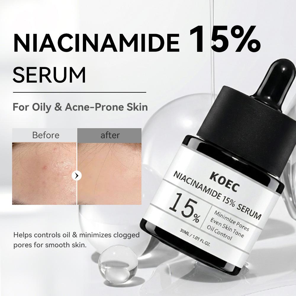 KOEC Niacinamide 15% Facial Serum Face Serum Pore Minimizer Oil Control Brightening Skincare 1.01 Fl Oz