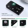 De COOIDEA Stereo Audio Switcher ondersteunt audiokabels en is een AUX audiokanaalwisselaar die 1 tot 3 uitgangen of 3 tot 1 compatibel is met en 3,5 mm 3,5 mm