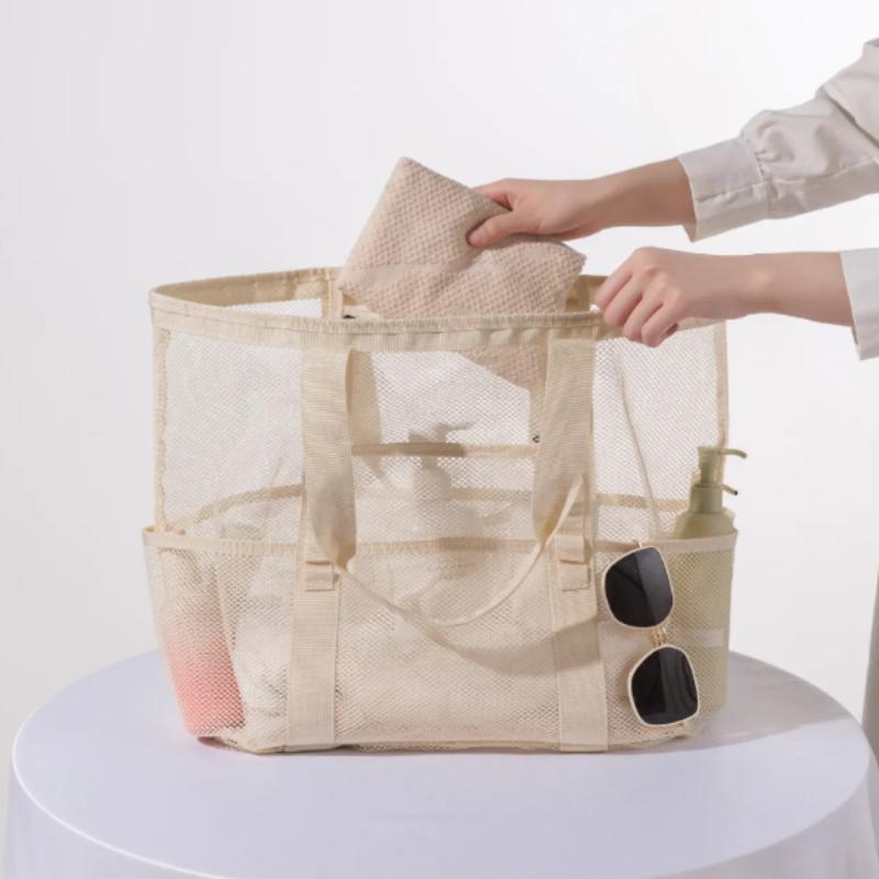 Handliche Strandtasche Große Kapazität Reise Badeanzug Aufbewahrungs-Organizer Tragbare Tote Tasche Schwimm-Netz Tasche für den Urlaub Neue Sporttasche
