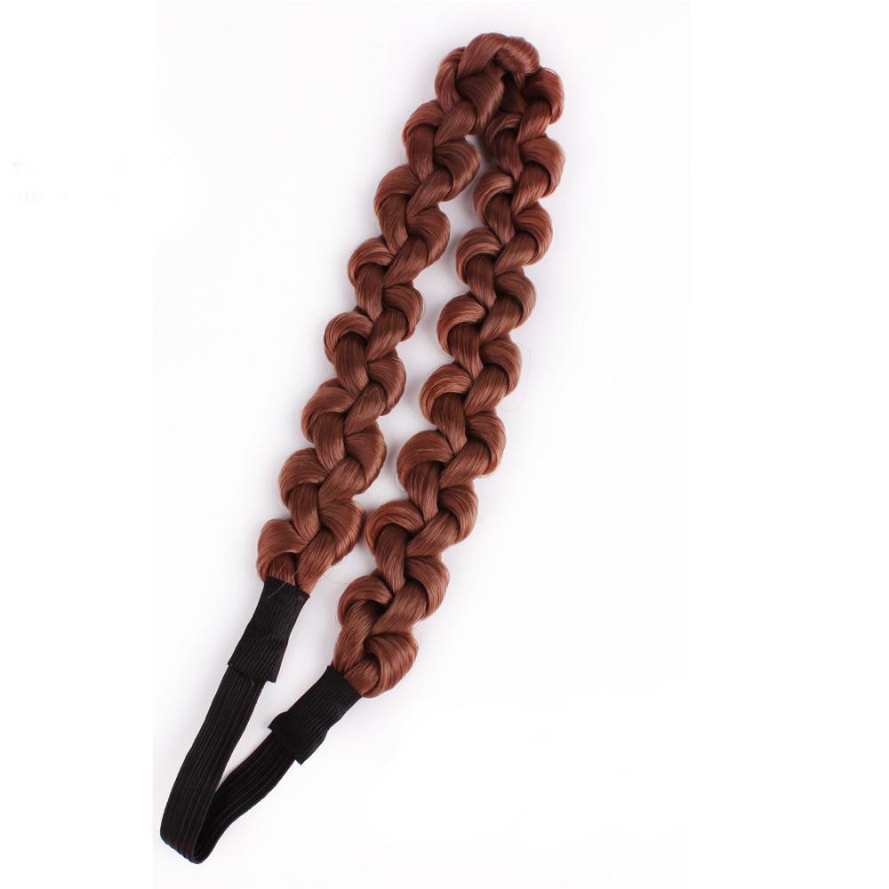 Synthetic Hair Braided Headband Twist Headband Chunky Wide Plaited Braids Elastic Stretch Hairpiece