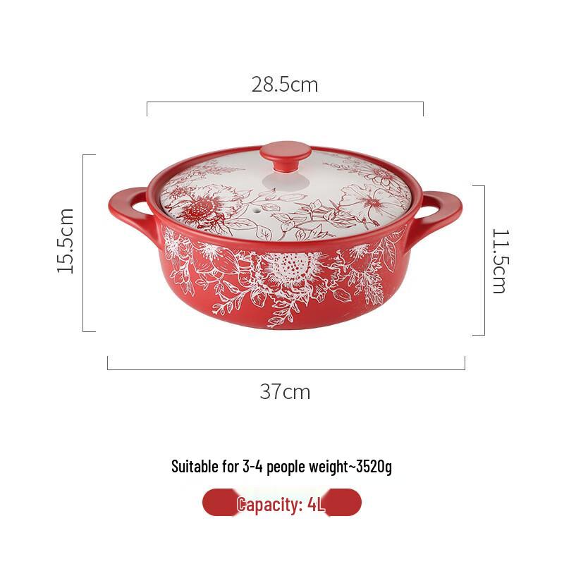 ZMR Chinese Style Rose Ceramic Stew Pot