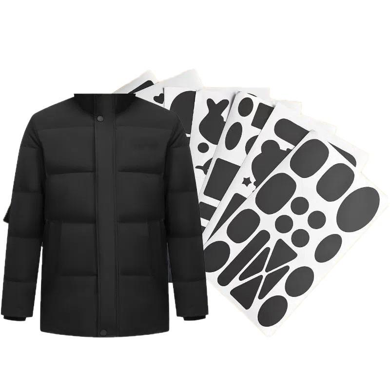 Černá samolepicí omyvatelná záplata pro bezešvé opravy péřových bund