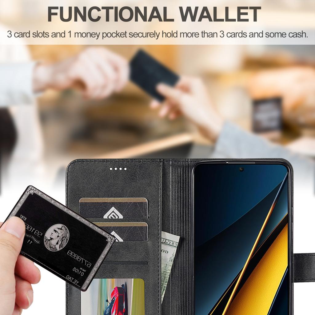 LC.IMEEKE For Xiaomi Poco X6 Pro 5G/Redmi K70E 5G Case Calf Texture Leather Wallet Flip Phone Cover