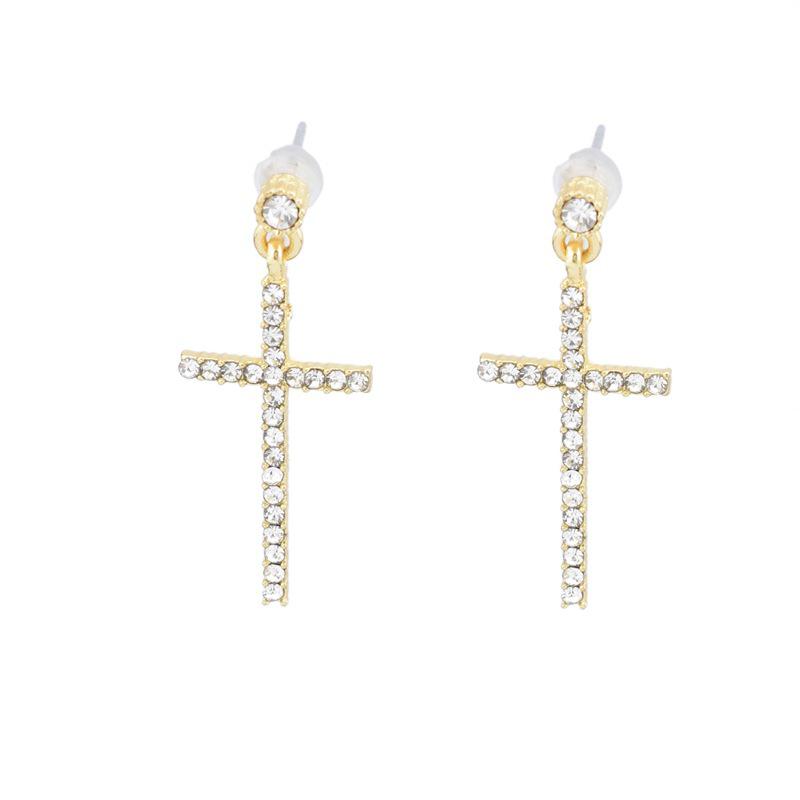 Rhinestone Cross Stud Earrings & Pendant - Classic Christmas Gift Jewelry DIY Set