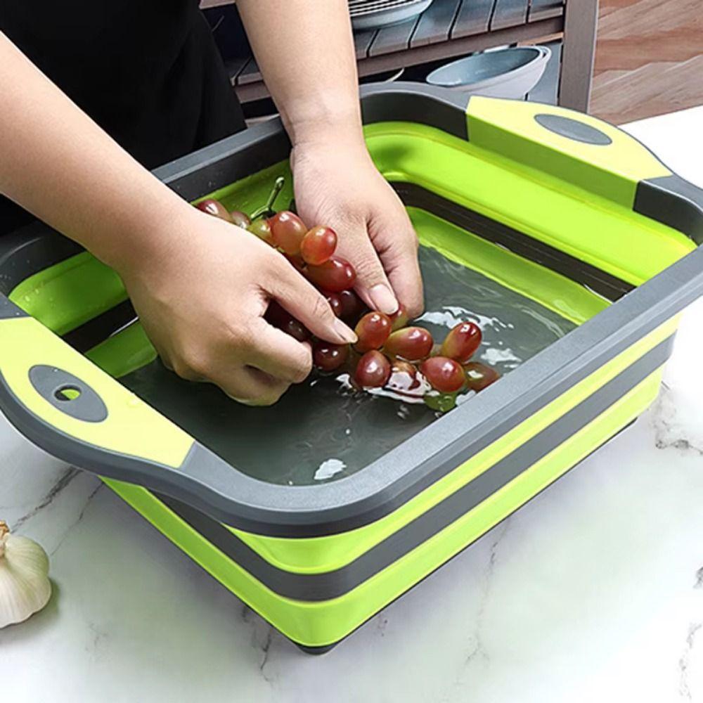 Space Saving Foldable Basin with Colander Collapsible Cutting Board  Kitchen Storage