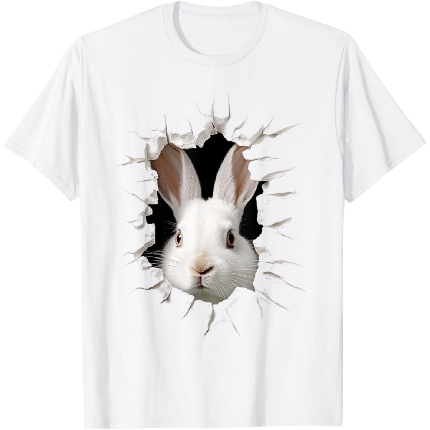 Rabbit Animal Print Graphic Portrait Artwork Face Rabbit T-Shirt S