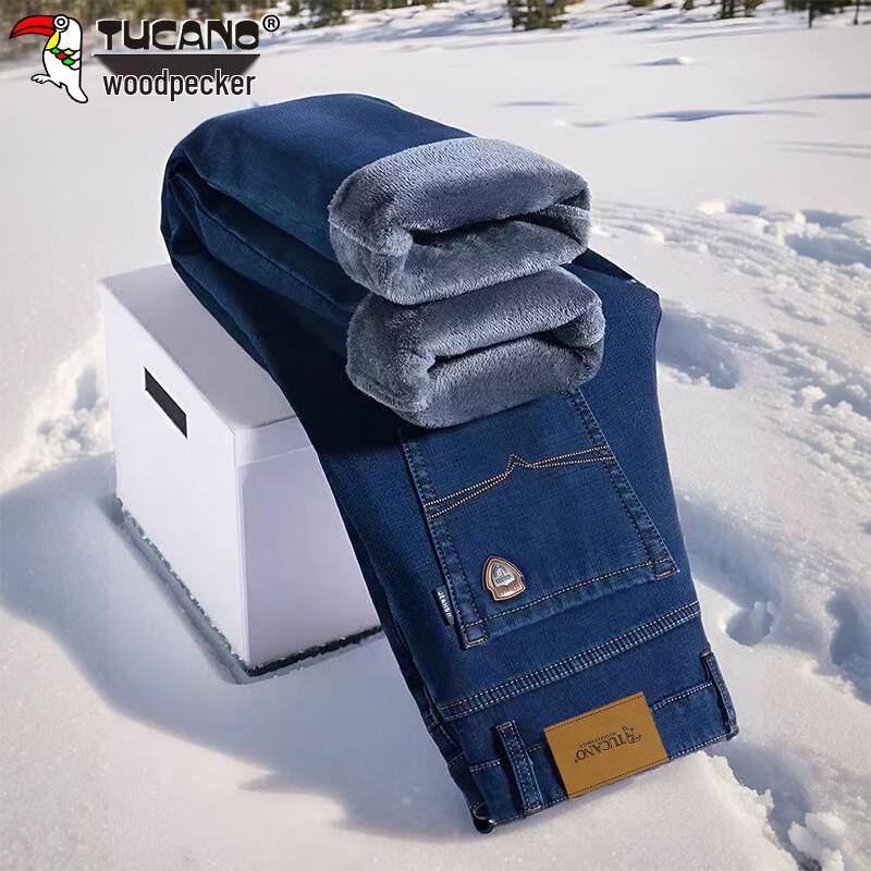 

TUCANO Мужские джинсы на флисовой подкладке свободного прямого кроя для зимы 33