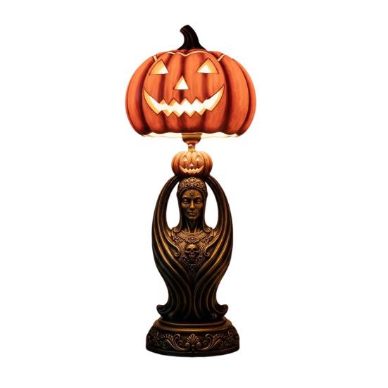 Pumpkin Night Light Halloween Horror Skeleton Ghost Witch Pumpkin Lantern Resin LED Tabletop Lamp for Gothic Room Desk Decorr