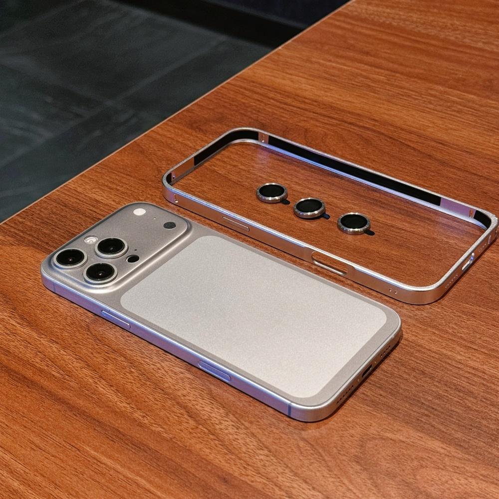 Change to 17Pro/Max Alloy Frame Metal Backplane Glass Lens Film 3 in 1 Case for iPhone 13 14 12 15 16 Pro Max Anti-Drop Cover