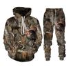 Høst og vinter Dyr Blader Kamuflasje 3D Treningsdresser Menn Utendørs Glidelås Fiske Camping Jaktsett Unisex Streetwear-dress