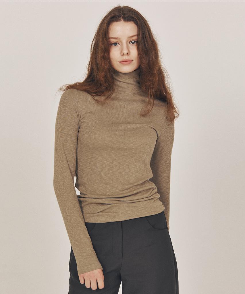 WEREVE Modal Turtleneck Top_Khaki