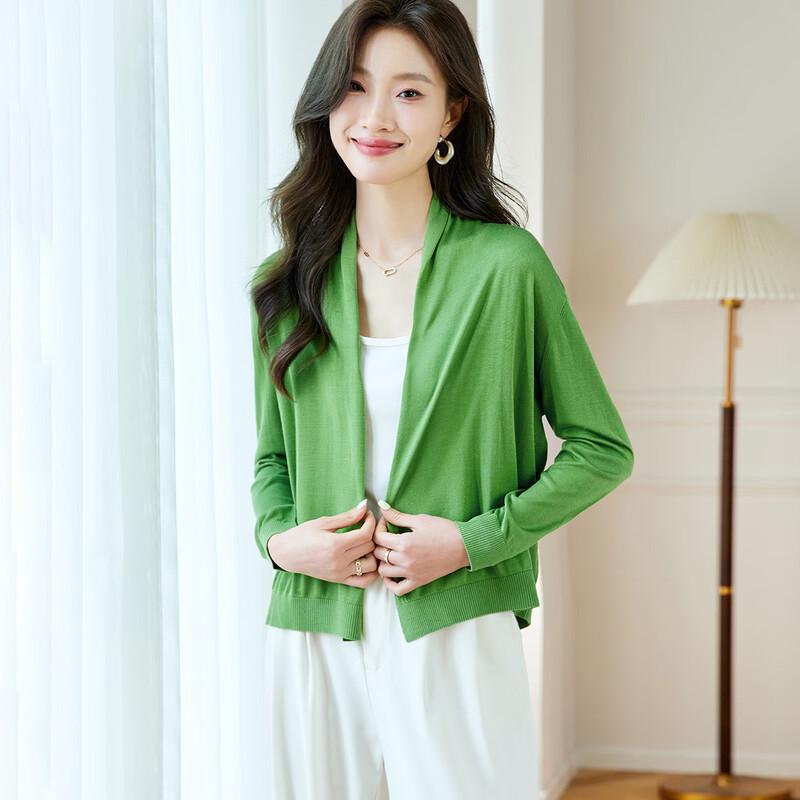 Srcr Women's 100% Mulberry Silk Knitted Cardigan