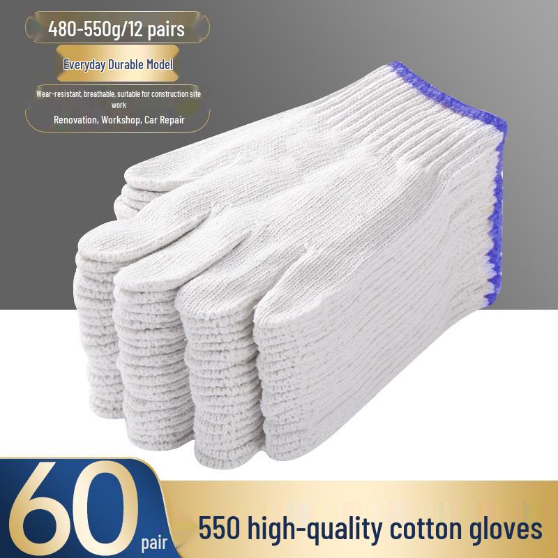 Men's Non-Slip Work Gloves - Durable, Wear-Resistant, Thickened Cotton Yarn & Nylon for Construction.