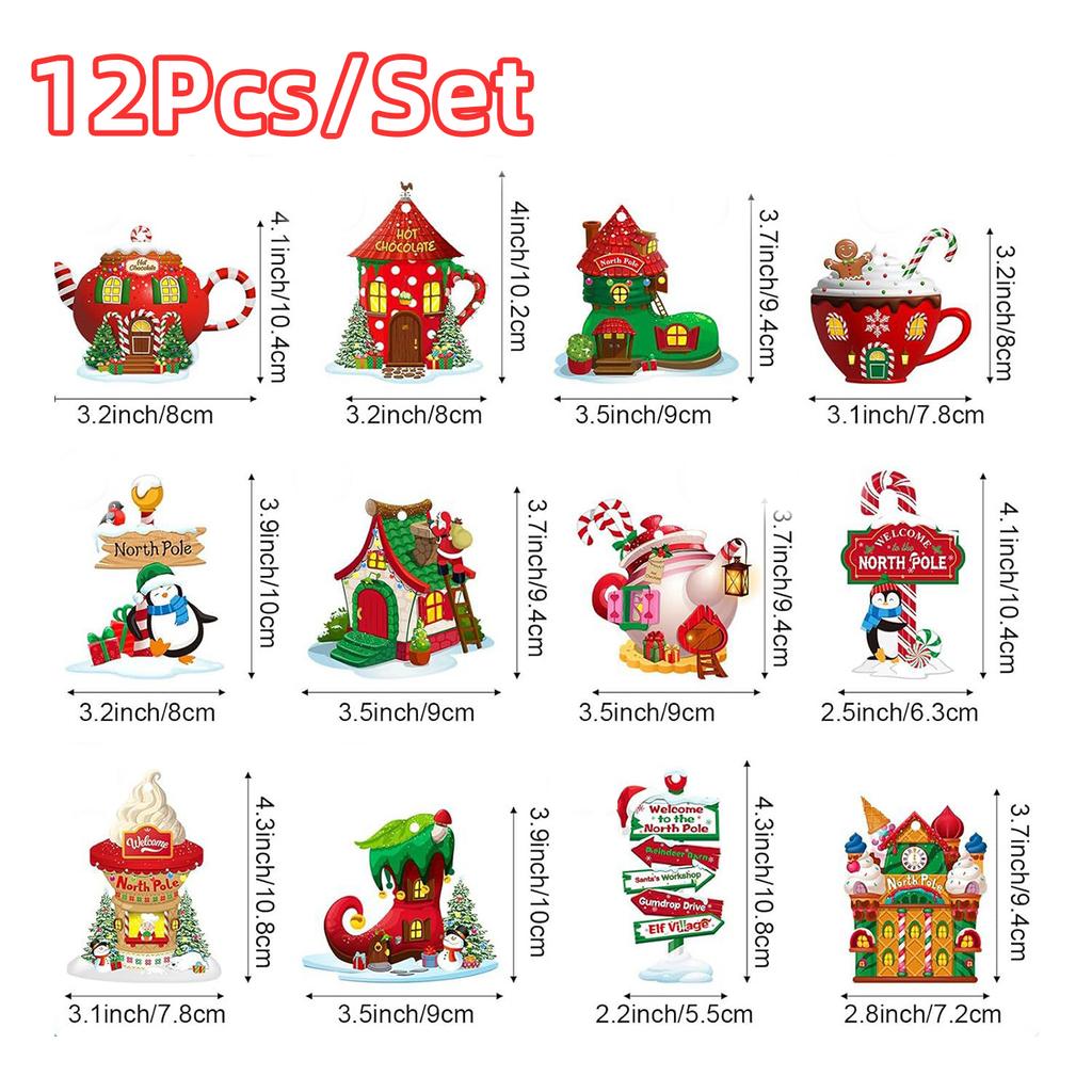 12 Peças Pingentes de Madeira de Natal Homem de Gengibre Papai Noel Árvore de Natal Enfeites Pendentes Decoração de Festa em Casa de Natal Presente de Ano Novo