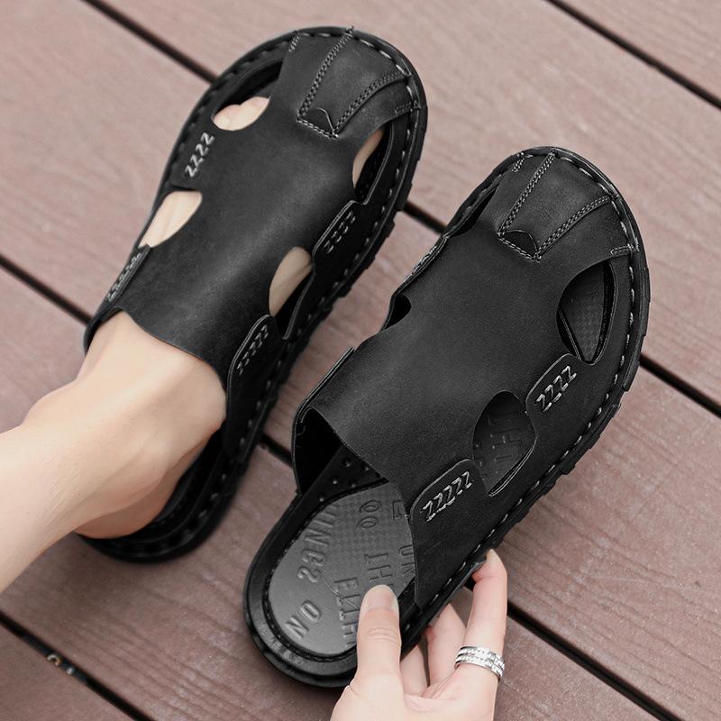 Large Size Men's Cool Slippers Baotou Shoes Hiking Men's Fashion Slippers One-pedal Trendy Shoes Casual