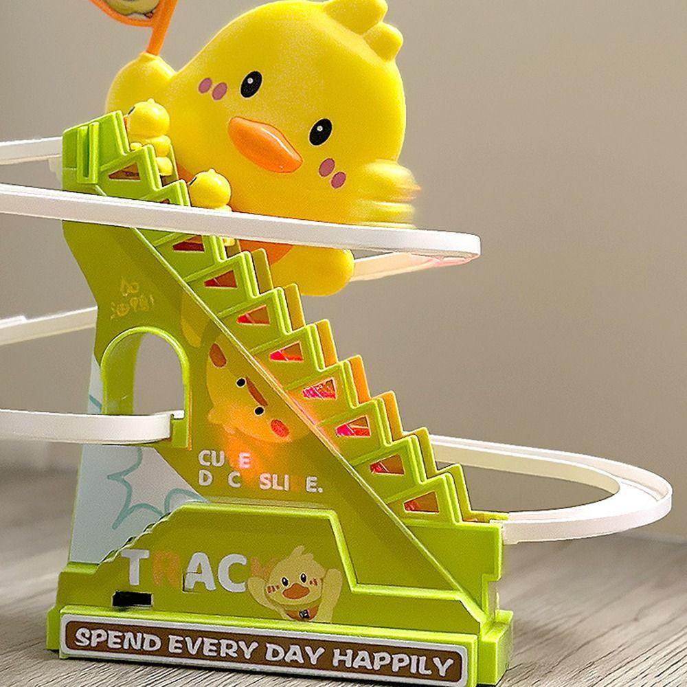 Cartoon Electric Duck Track Toys Cute Interactive Escalator Toy Duck Roller Coaster Toy Children