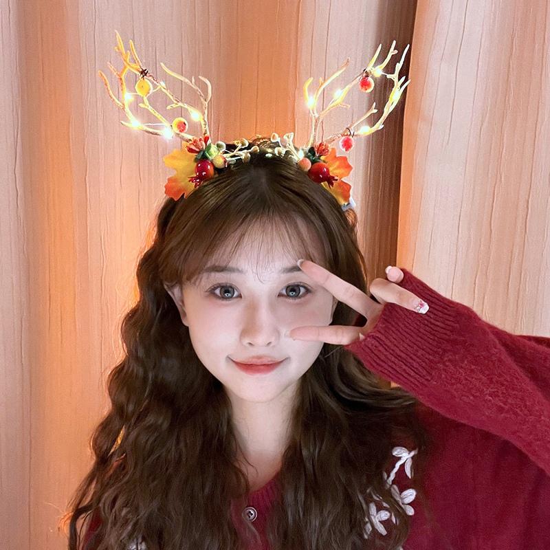 Luminous Hair Accessorie Cute Hairpin Kawaii Headwear Latest Year Headband Accessorie Christmas Decoration For Kids