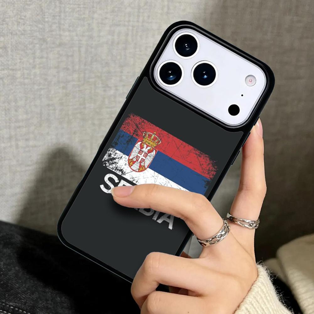 Capa Case for iPhone 17 Air 16 Pro Max 15 Plus 11 13 Mini 14 12 Back Phone Cover Flag of Serbia Serbian