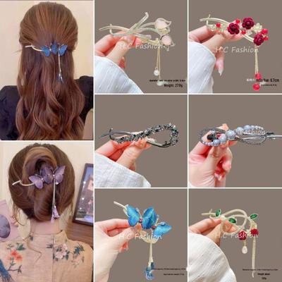 Retro Bestickte Schmetterlingsquaste Haarspange für Frauen
