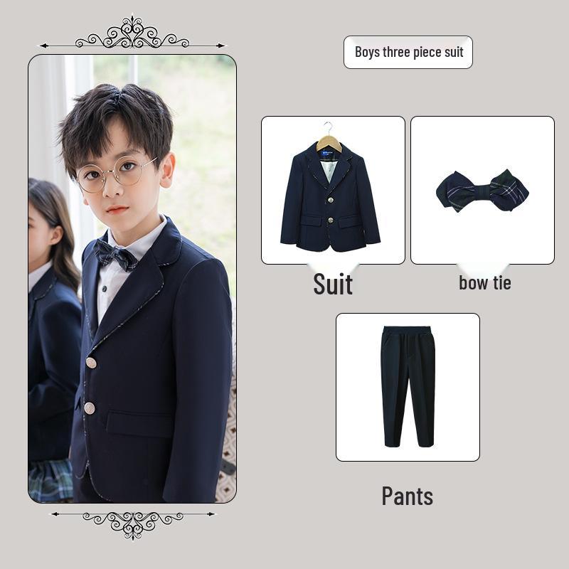 British Style Winter Uniform for Primary and Kindergarten – Children's Velvet Suit Set with Jacket
