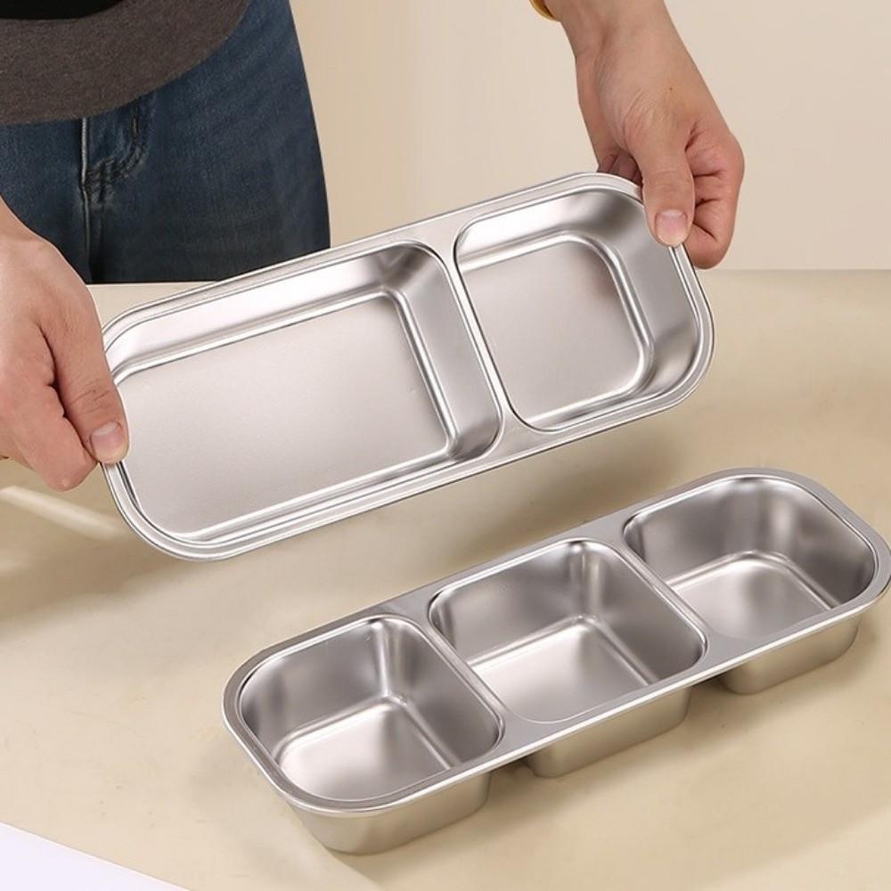 Reusable Food Storage Container Leakproof Seasoning Tray Stainless Steel Lunch Box  Home