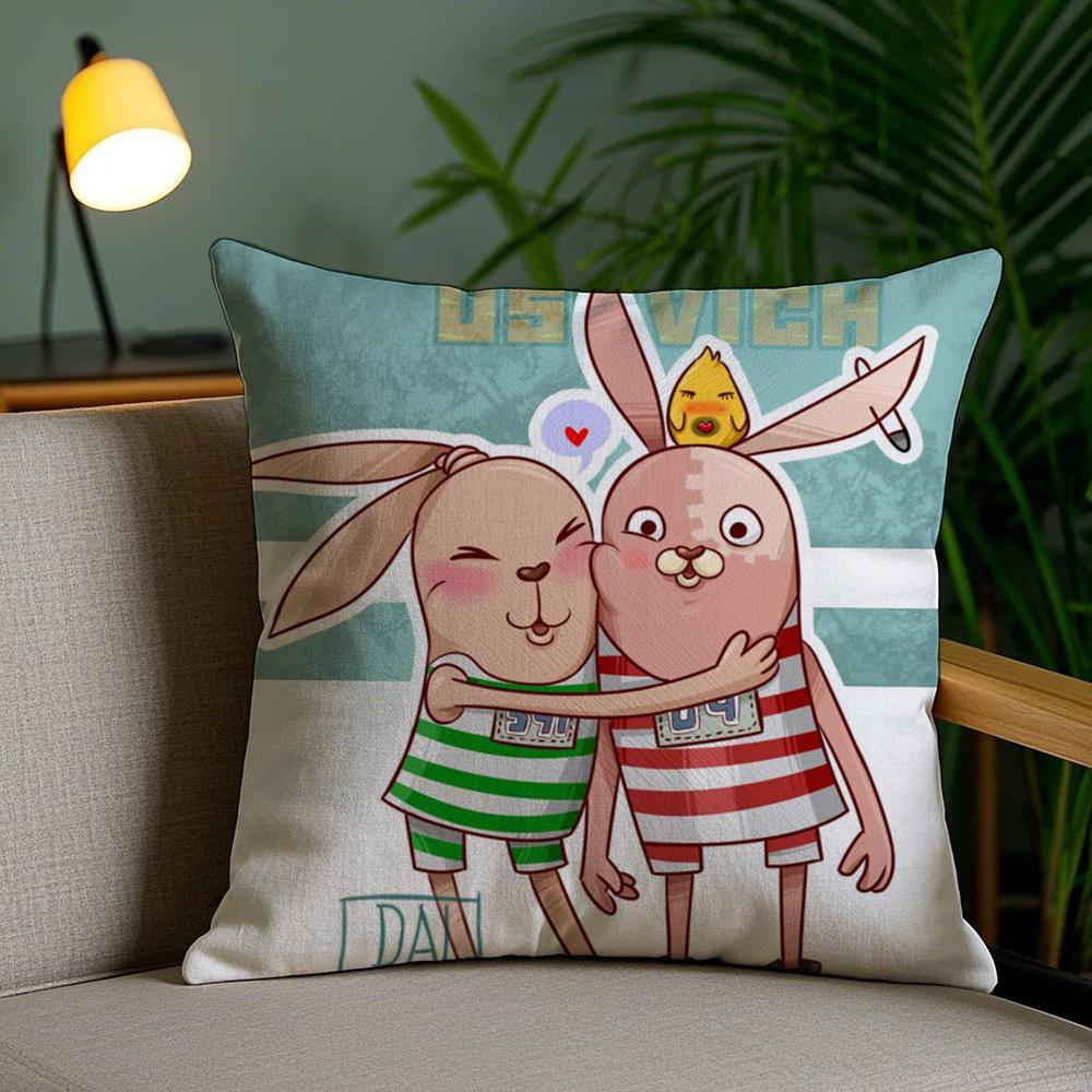 Anime U-Usavich Cushion Cover Soft Short Plush Double-Sided Printing Home Decor Machine Washable Pillow Case Gift