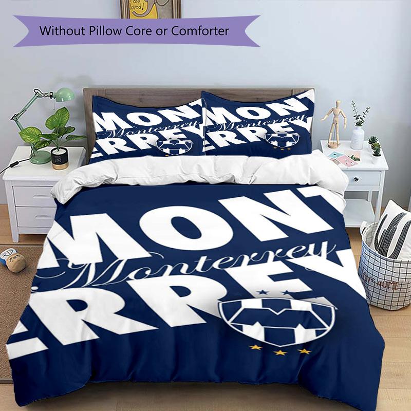 C.F.Monterrey Football Crest Art Printed Pattern Duvet Cover Set – includes 1 duvet cover and 2 matching pillowcases Bedroom decor Christmas gifts