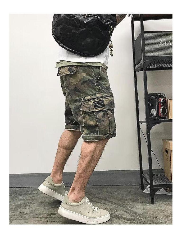 Herren Camouflage Cargo Shorts: Mittellanger Militärstil, Outdoor-Freizeitbekleidung mit mehreren Taschen