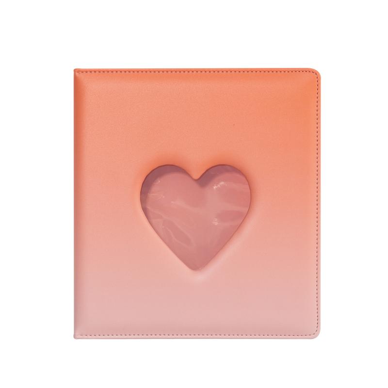 Sweet Macaron Gradient A5 Binder Heart Cutout 3-Ring Loose-Leaf Album, Cute Card Holder for K-Pop Idol Photo Cards Collection