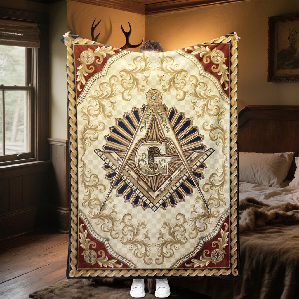 1PC  Freemason Poster Masonic Symbols  Soft Comfortable Throw Blanket Suitable All Seasons Great Gift Idea Home Office Travel