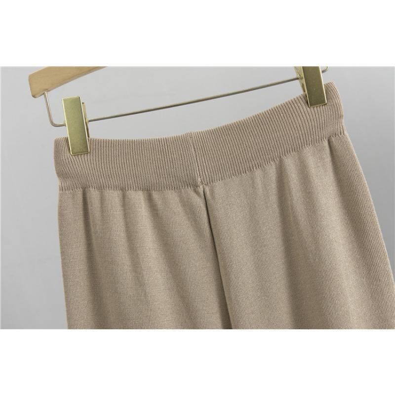 Knitted Wide Leg Trousers Sweater Suit Women's Spring and Autumn Plus Size Loose Fashion Temperament Pant Suit