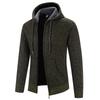 Autumn/Winter Men's Solid Hooded Velvet-Lined Knit Sweater Jacket