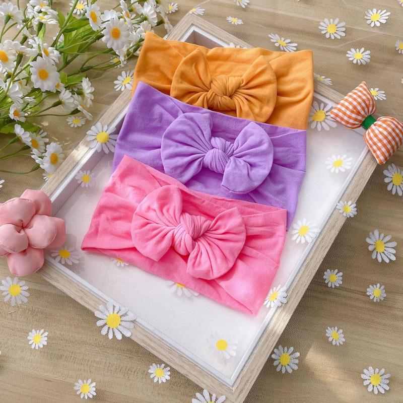 New 3pcs set, children's headband, baby nylon bow does not hurt the skin, wide headscarf, baby headband.