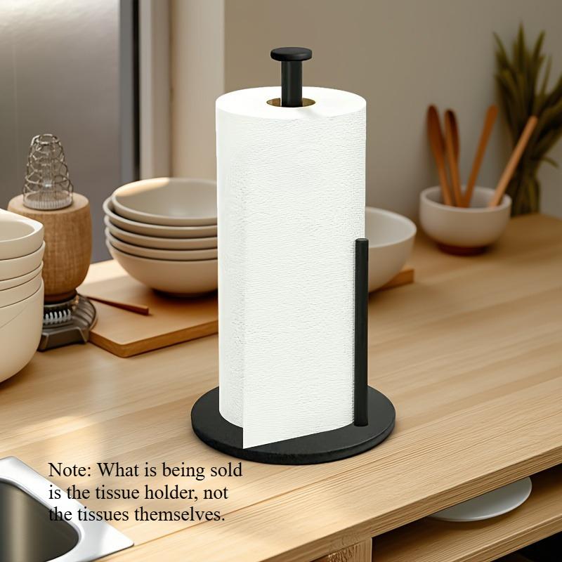 Stainless Steel Paper Towel Holder for Kitchen Countertop, Heavy Weighted Base Roll Dispenser - No Drill,Silver