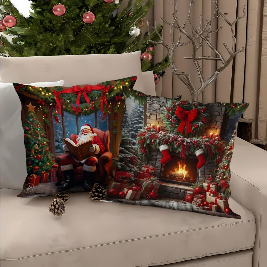 Neue Weihnachts-Kissenbezüge Wohnzimmer Bedruckte Dekokissenbezüge Nordische Weihnachts-Kissenbezüge