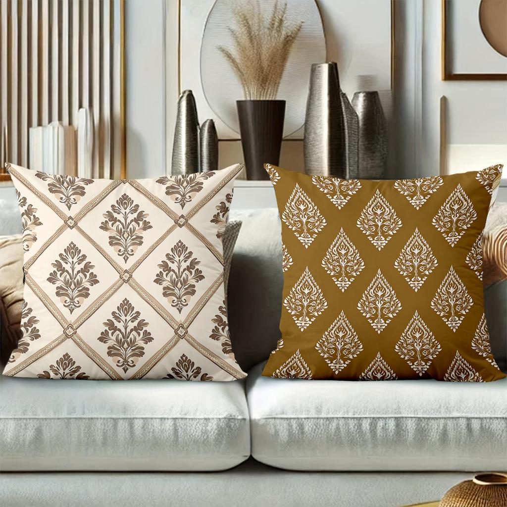 Decorative Throw Pillows With Floral And Damask Patterns Polyester Pillowcase, Sofa Decorative Cushion Cov Headboard Pillow