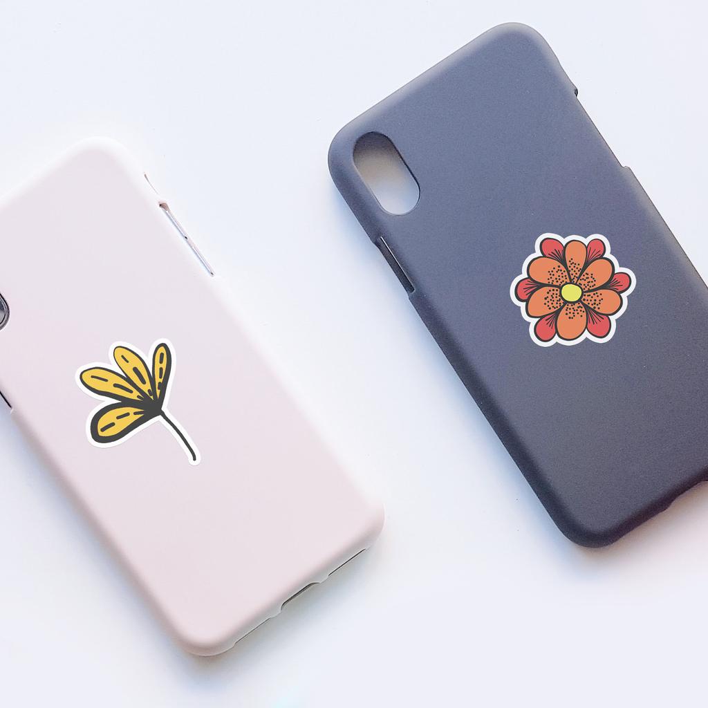 50 Leaves and Flowers Doodle Stickers Suitcase Car Notebook Refrigerator Water Cup Waterproof Decorative Stickers