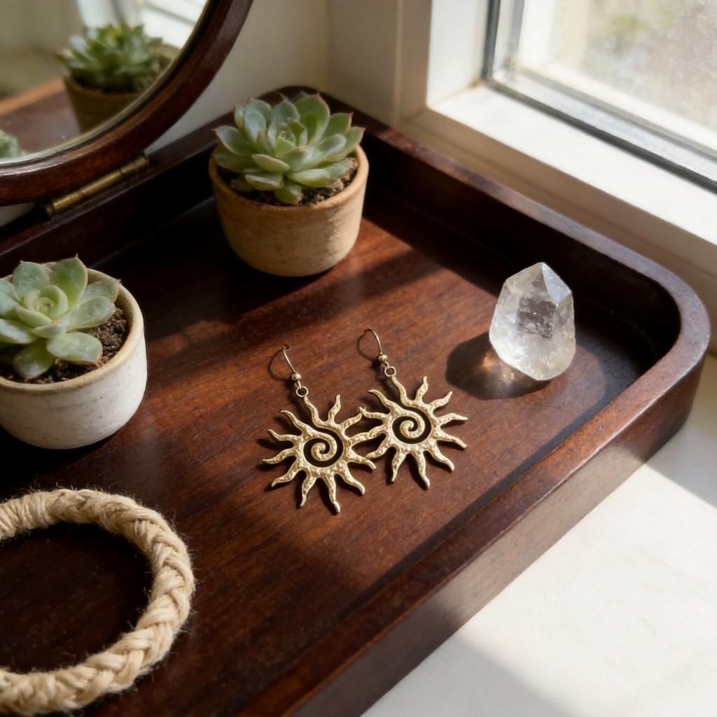 Bohemian Sun Stainless Steel Geometric Earrings For Women
