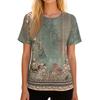 Post Surgery Women Short Sleeve Shirt Floral Print Zipper Shoulder Side Velcro Closure Comfortable Recovery Top for Medical Use